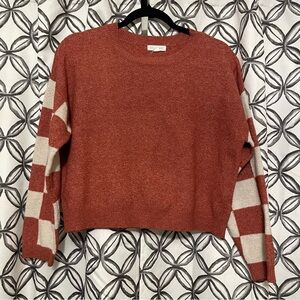 Blu Pepper Rust and Cream Checkered Sweater